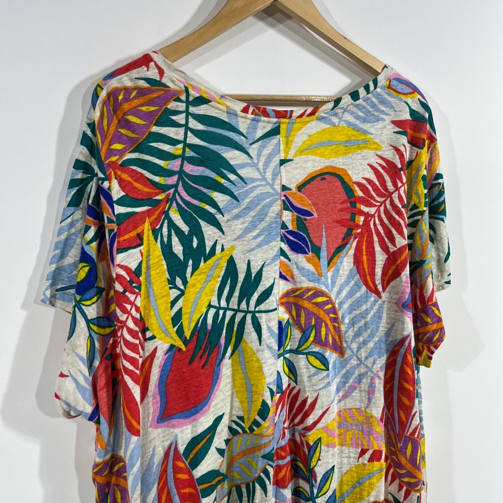 C&C Resort Tropical Linen V-Neck Short Sleeve Top Womens 3X Vacation Cruise Boho - Picture 4 of 8